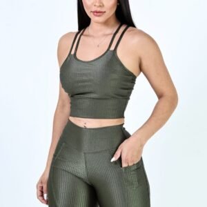 Conjunto Fitness Tecido Aruba SHORTS E TOP – Poliamida + Elastano